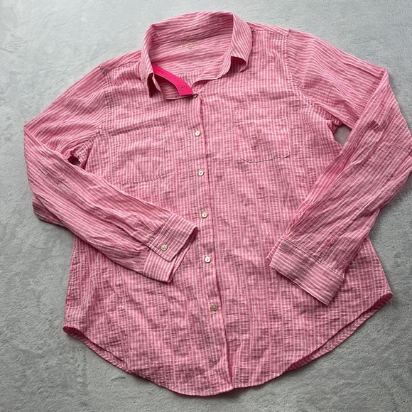 NEW Lilly‎ Pulitzer M Cotton Blend Lightweight Button Down Long Sleeve Blouse - Picture 2 of 11